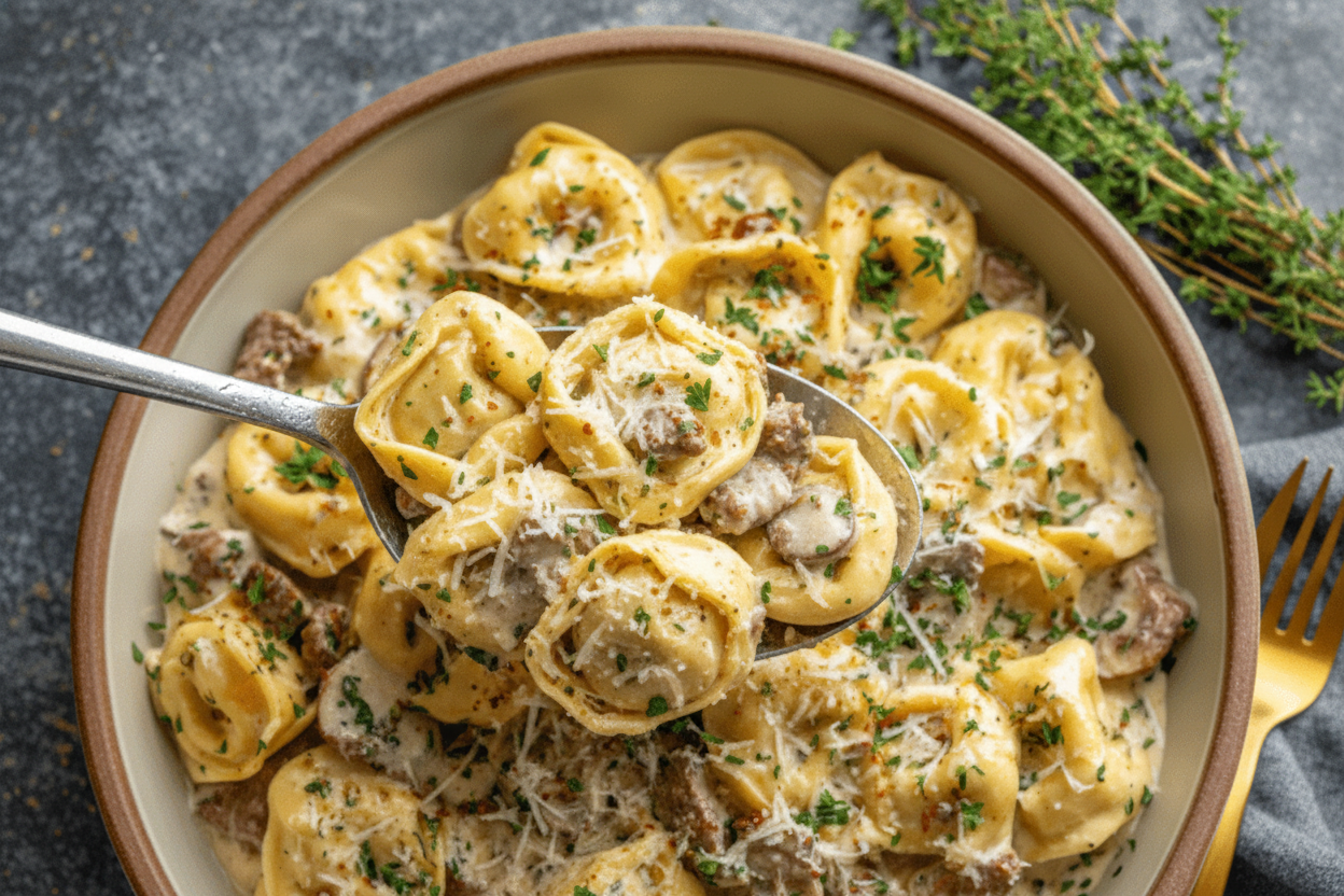 Creamy Beef Parmesan Tortellini Recipe