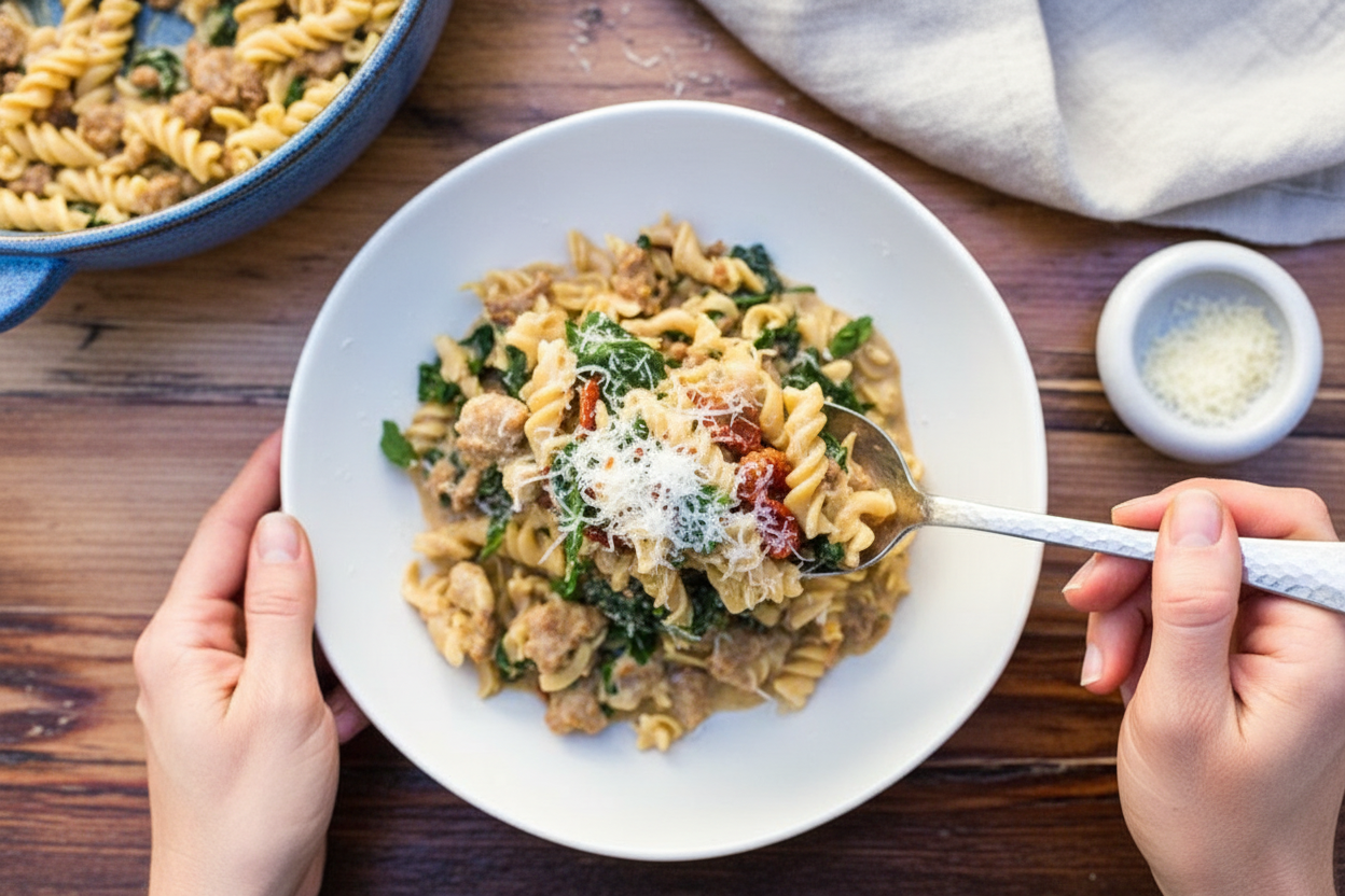 Creamy Sausage Sun Dried Tomato Pasta