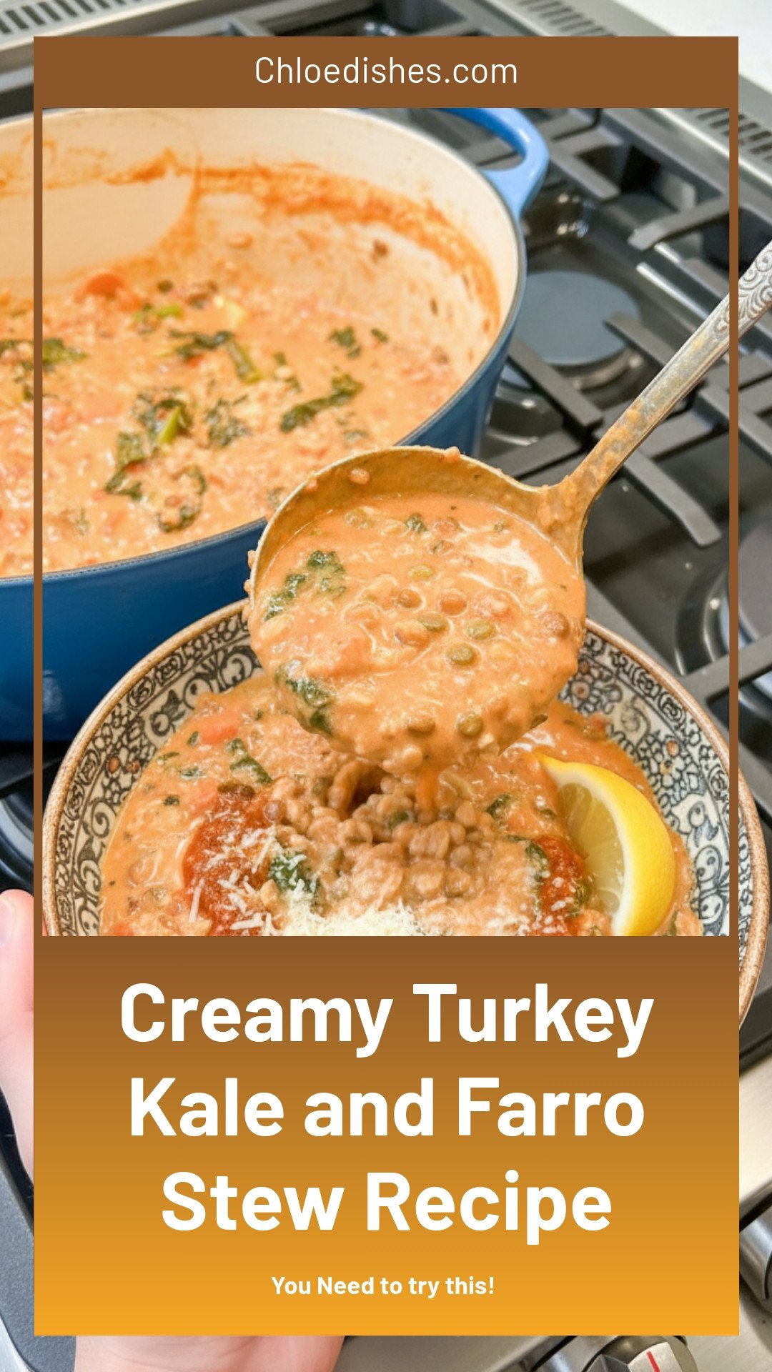 One Pot Creamy Turkey, Kale, & Farro Stew Recipe | Caroline Chambers