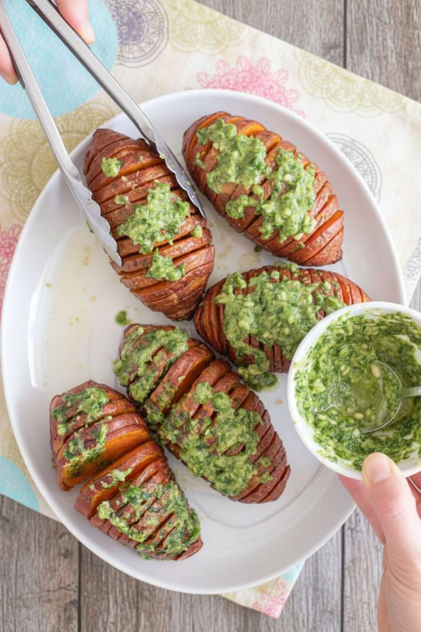 Air Fryer Hasselback Sweet Potatoes