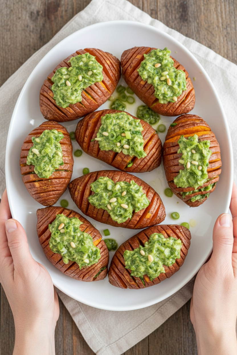 Air Fryer Hasselback Sweet Potatoes