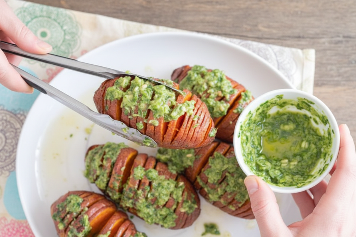 Crispy Air Fryer Hasselback Sweet Potatoes Recipe