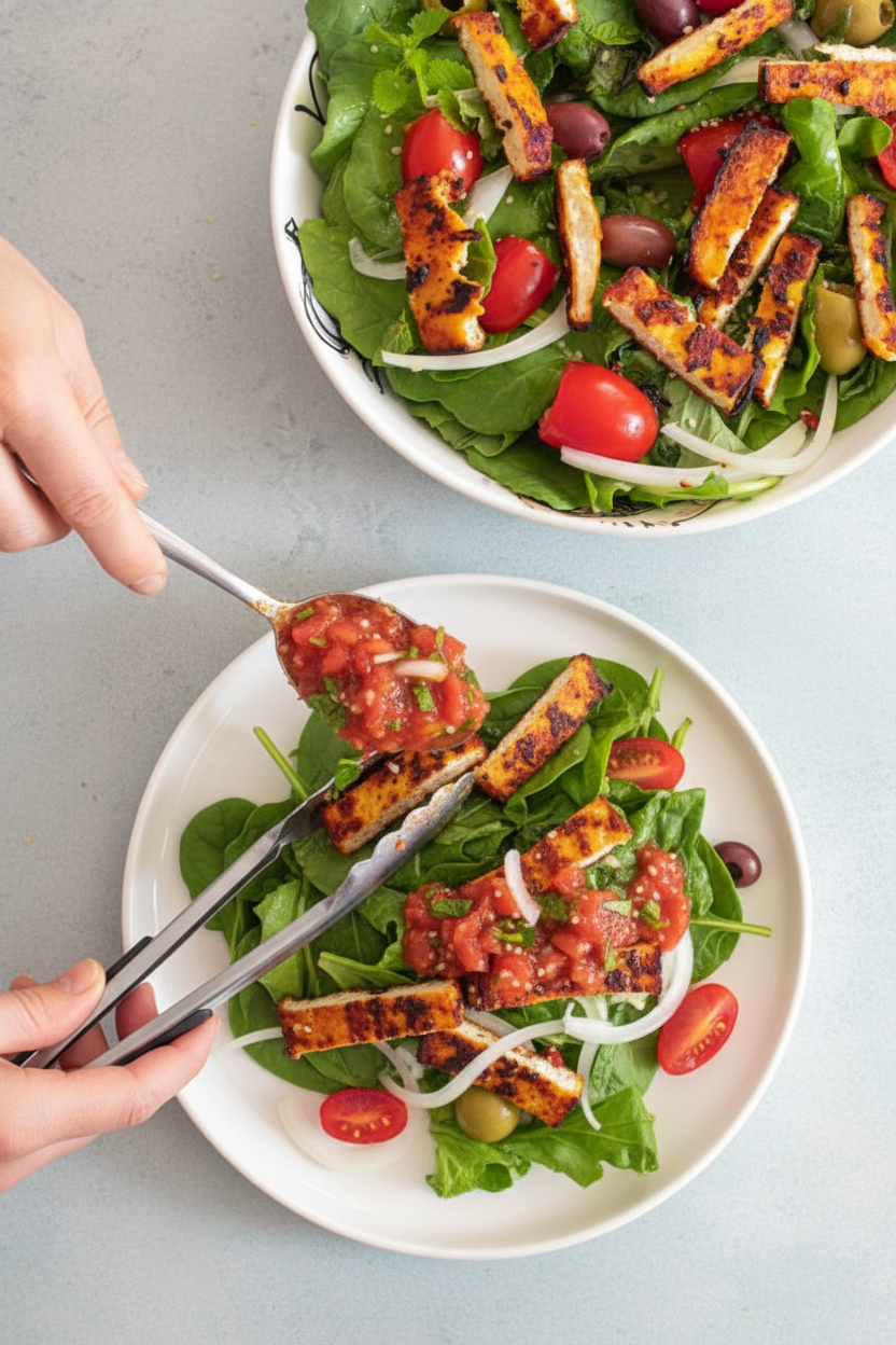 Air Fryer Tofu Salad with Salsa
