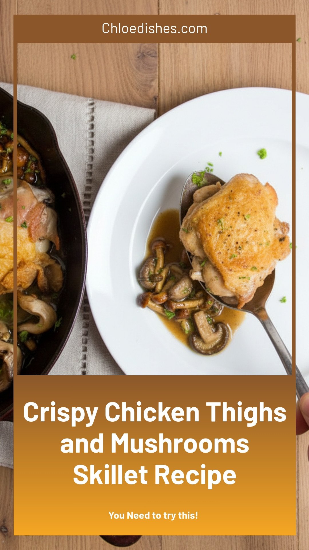 One-Skillet Crispy Chicken Thighs and Mushrooms | Caroline Chambers