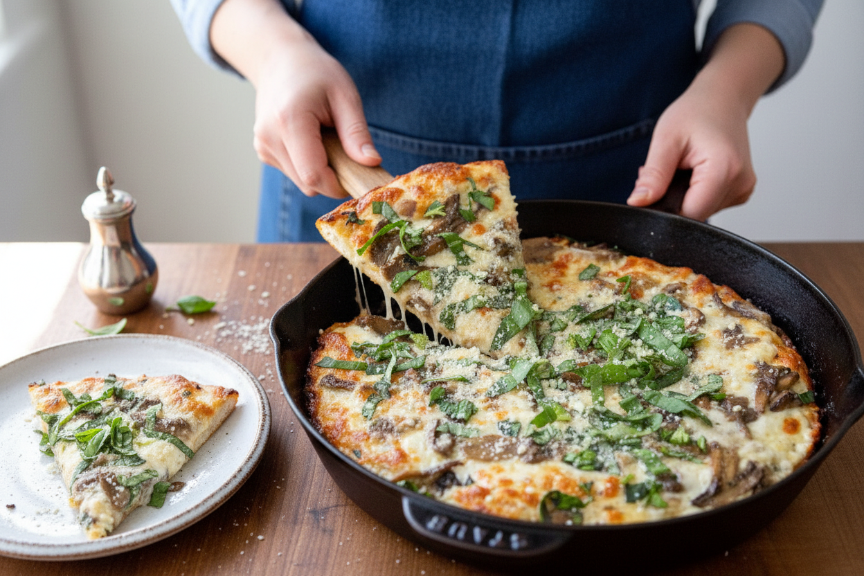 Crispy Truffle Mushroom Skillet Pizza Recipe