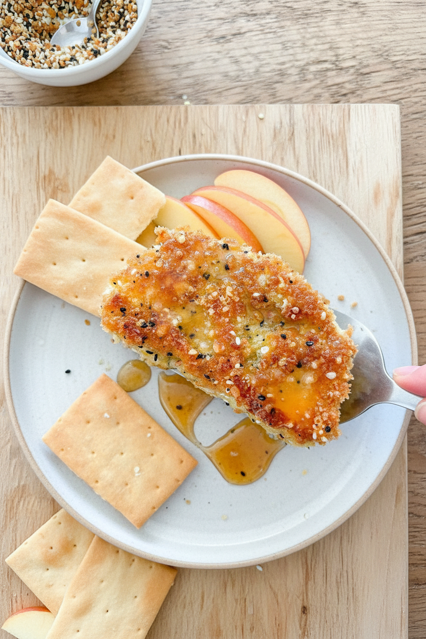 4-Ingredient Everything Bagel Fried Brie | Caroline Chambers