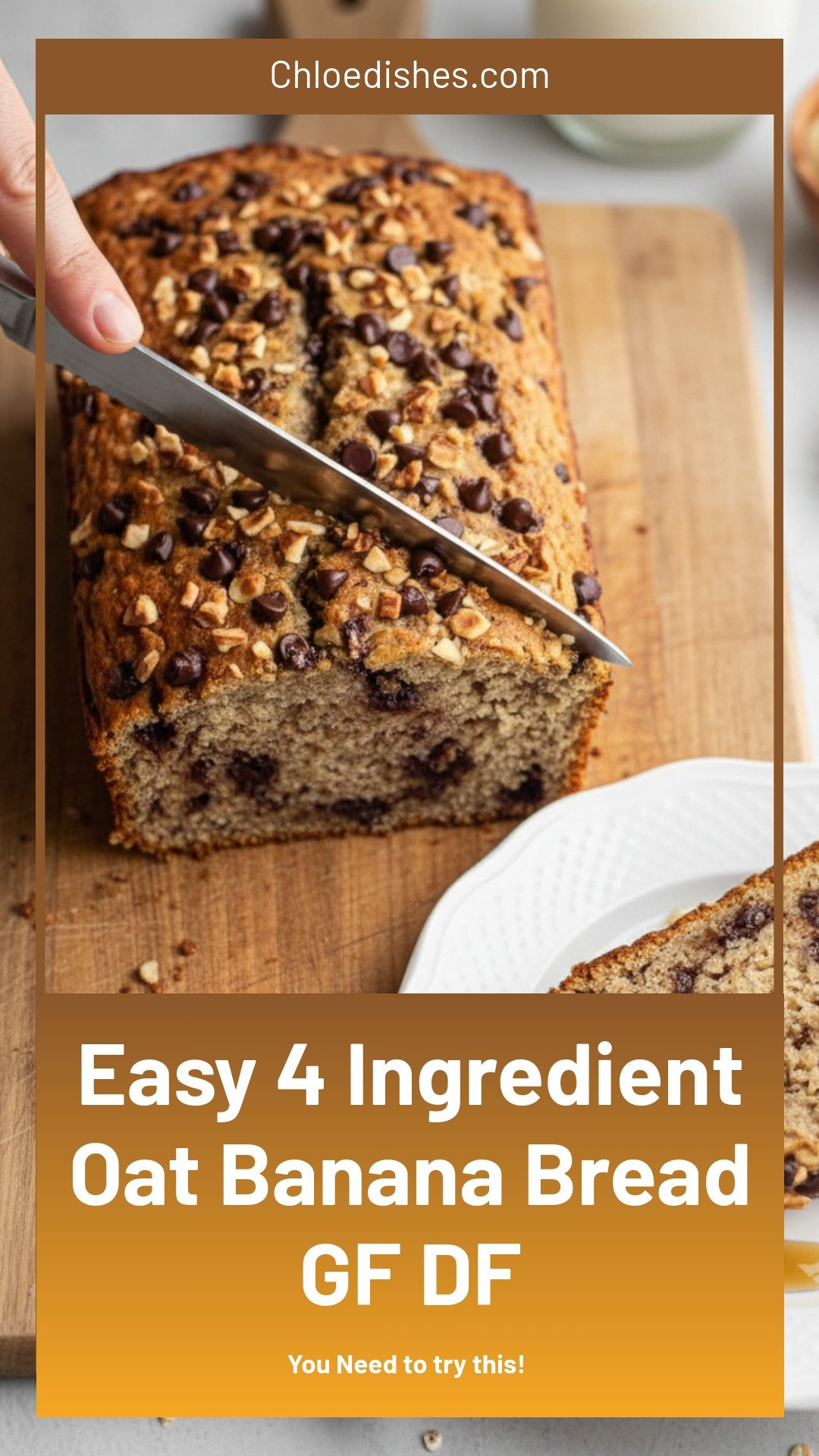 4 Ingredient Oat Banana Bread (GF + DF)