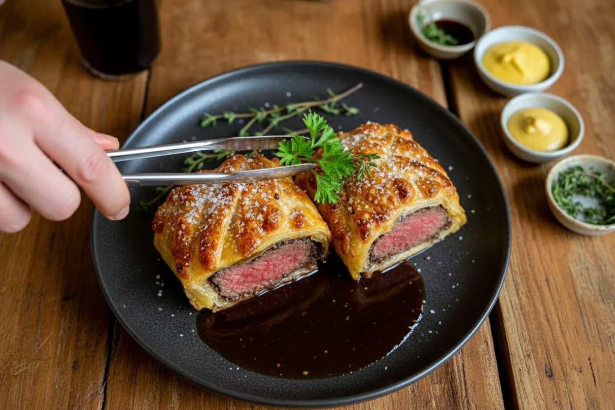 Easy Beef Wellington for Two with Red Wine Sauce