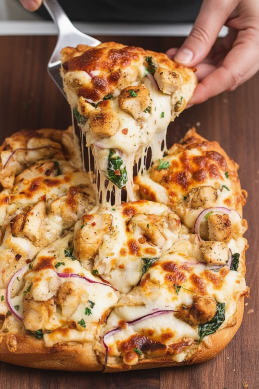 Easy Chicken Alfredo Flatbread