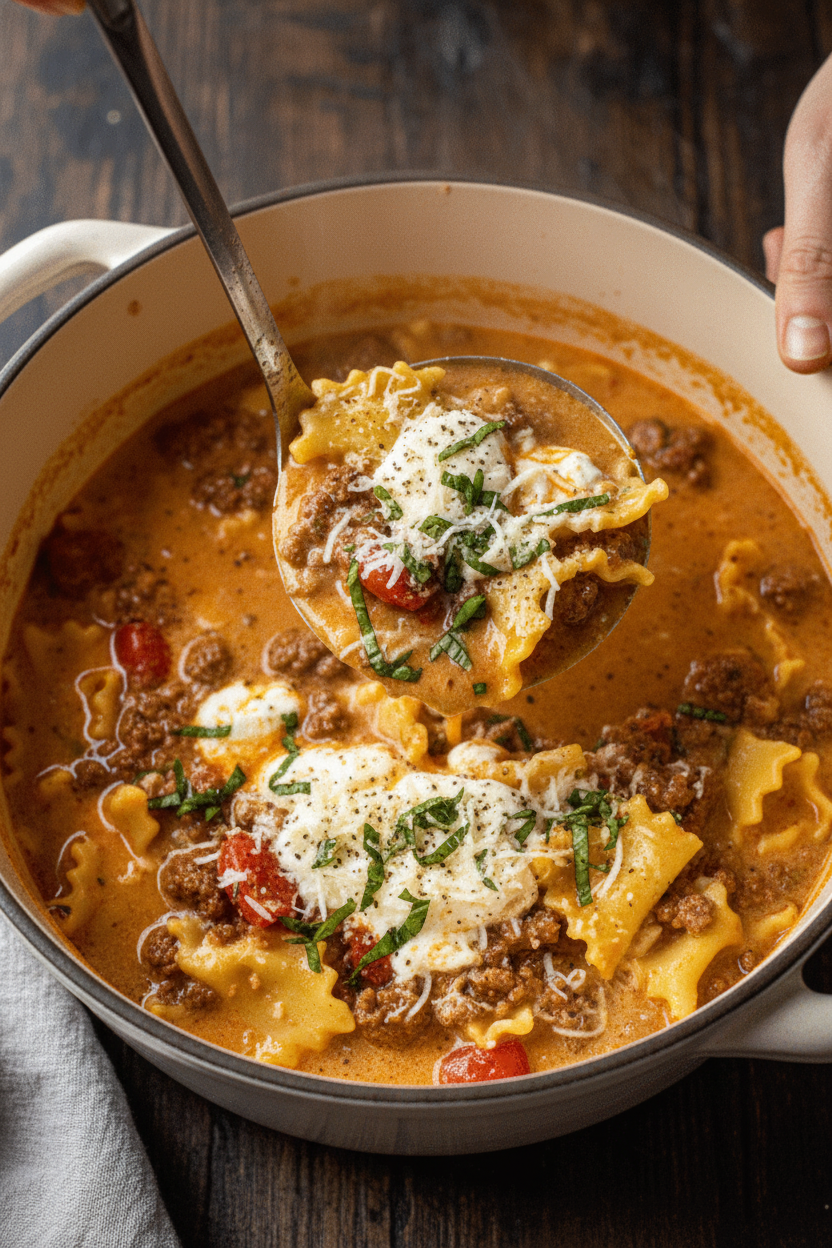 Easy Creamy Lasagna Soup