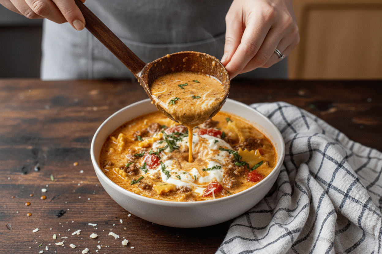 Easy Creamy Lasagna Soup