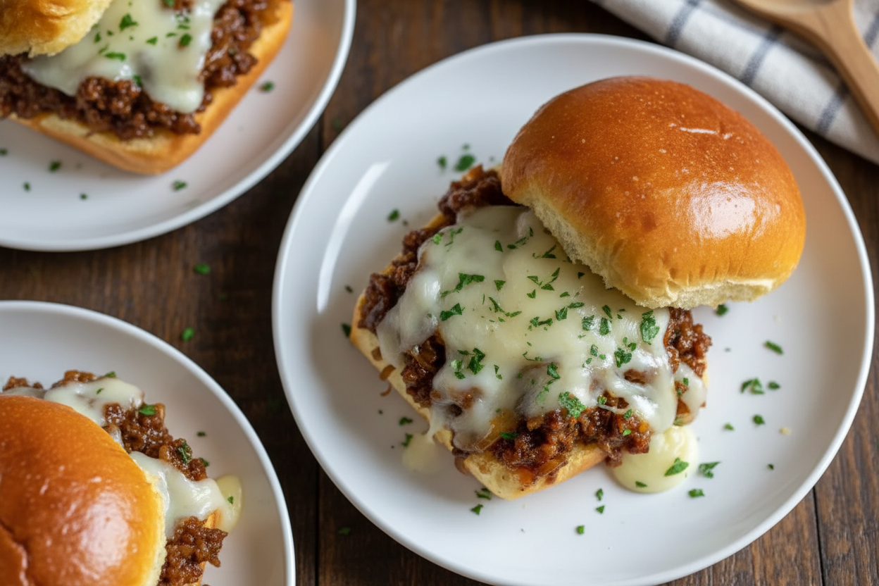 French Onion Beef Sloppy Joes with Melted Cheese