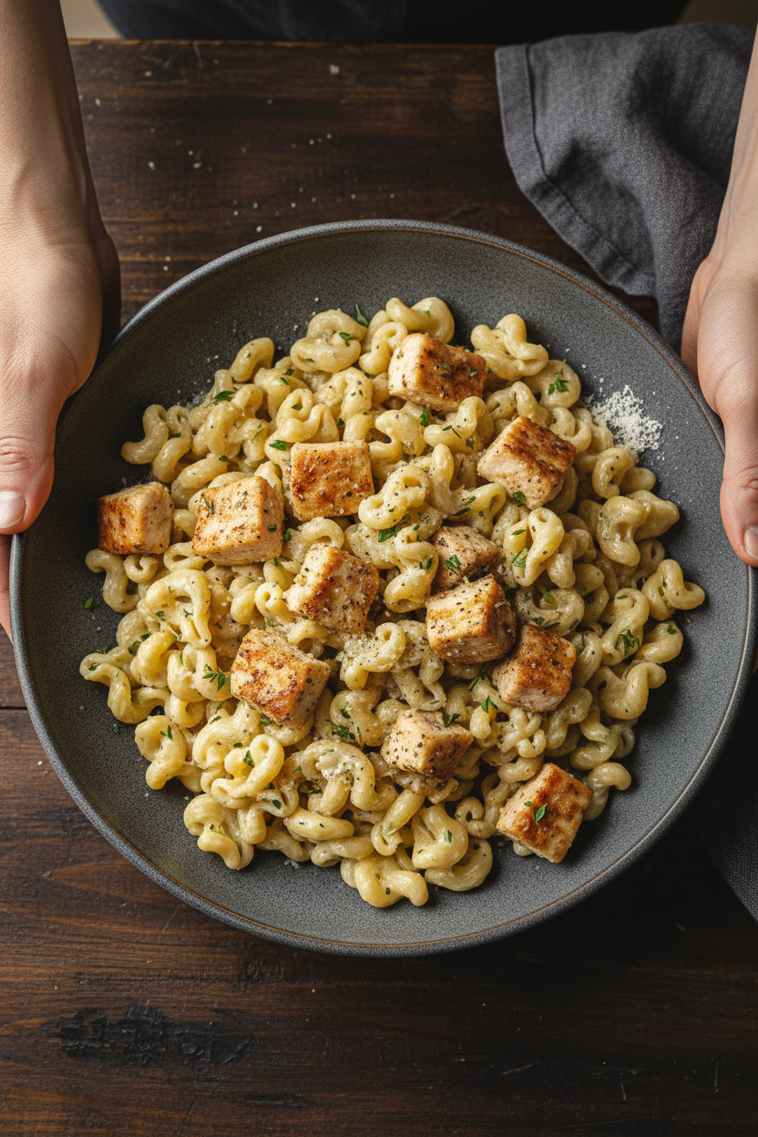 Garlic Butter Chicken Bites with Creamy Parmesan Pasta