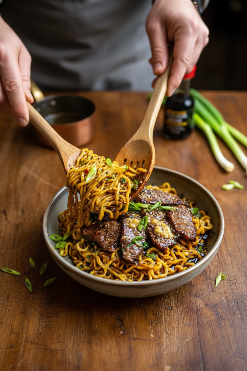 Garlic Butter Steak Lightning Noodles