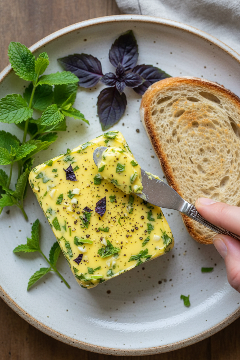 Lemon Balm Butter with Garlic