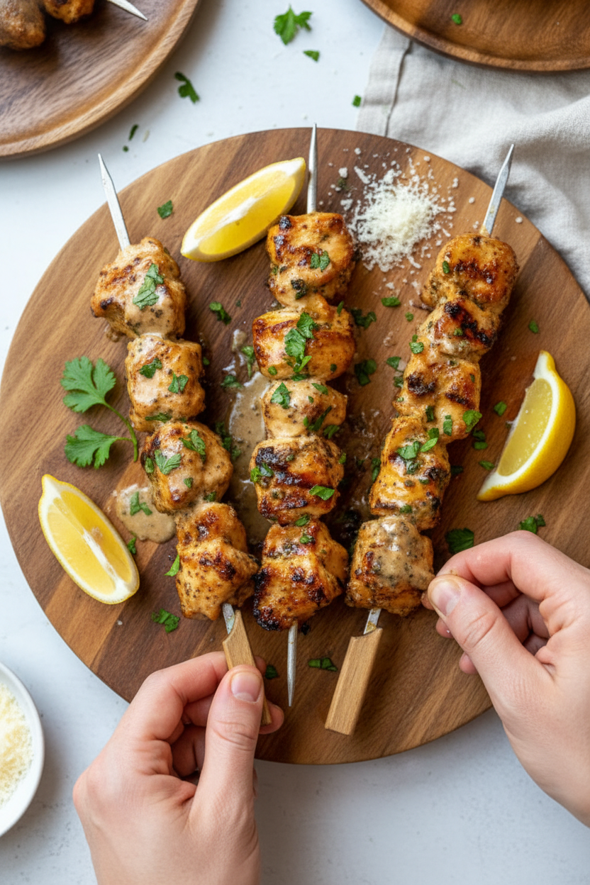 Mouthwatering Garlic Parmesan Chicken Skewers