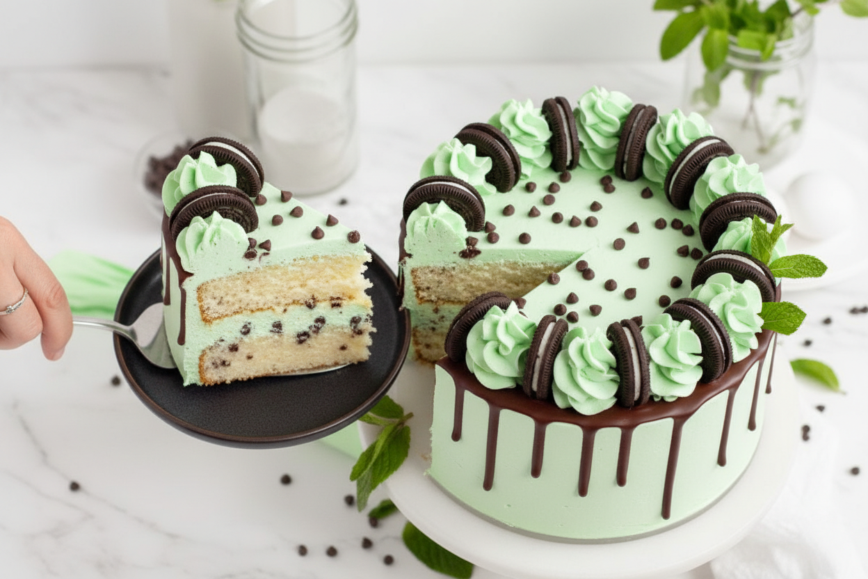 Gluten Free Dairy Free Mint Chocolate Chip Cake