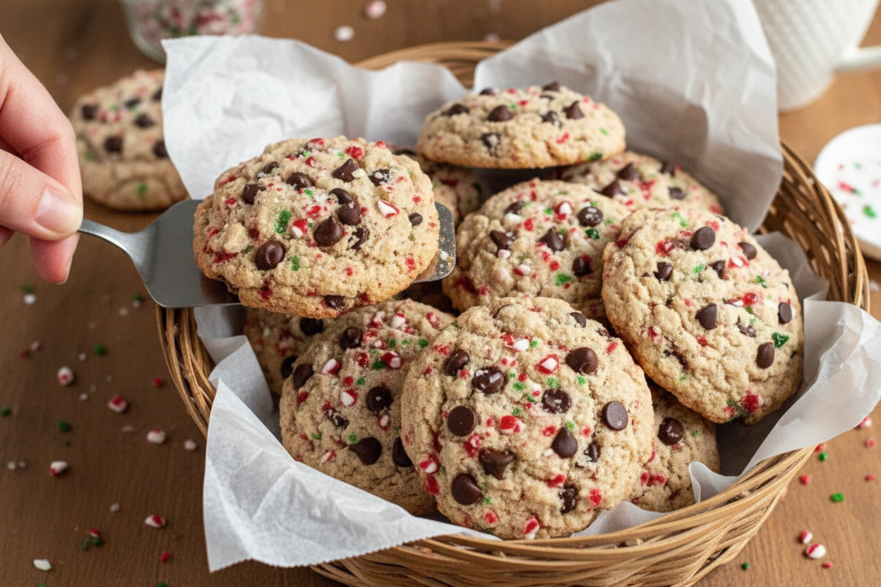 Gluten-Free Vegan Candy Cane Chocolate Chip Cookies