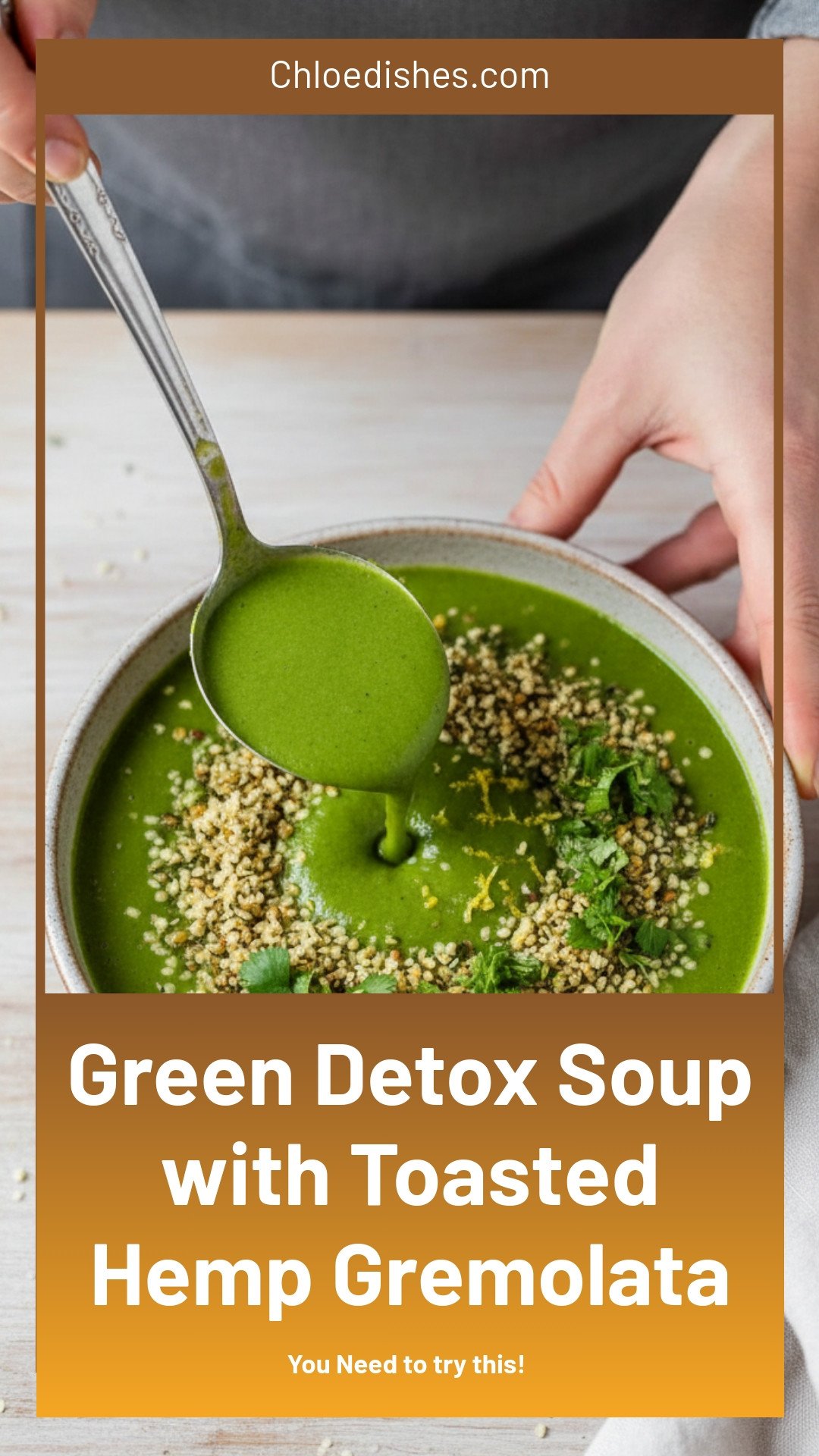 Actually Delicious Green Detox Soup with Toasted Hemp Gremolata
