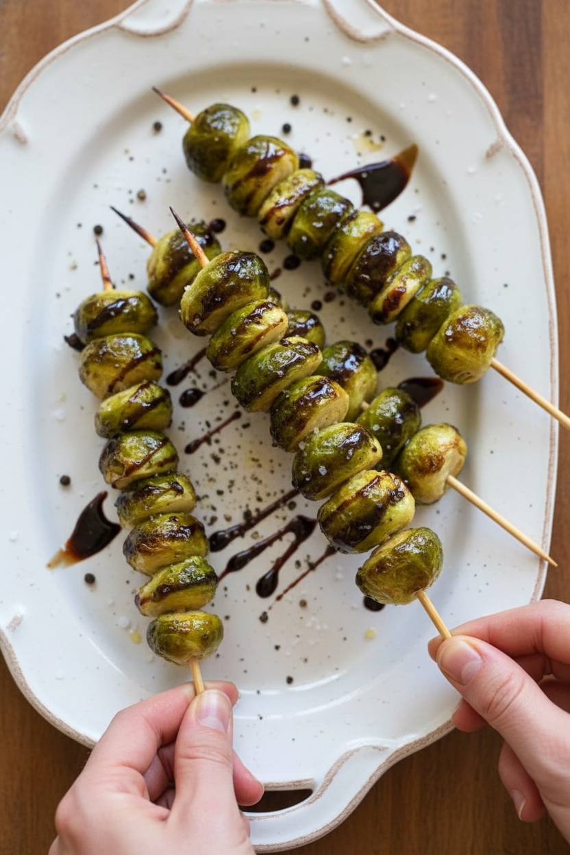 Grilled Brussels Sprouts with Balsamic Glaze