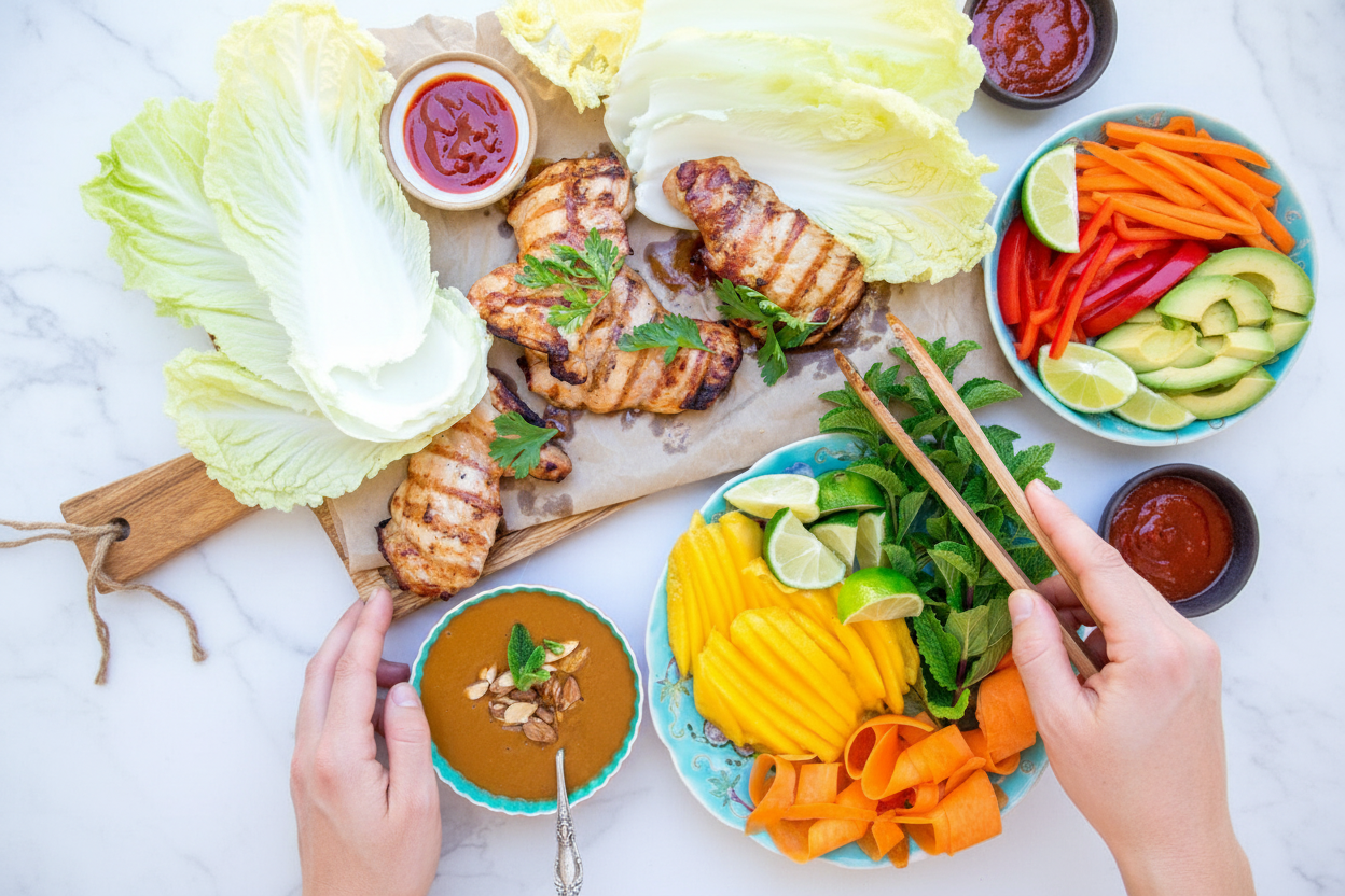 Grilled Sriracha Soy Chicken Lettuce Wraps