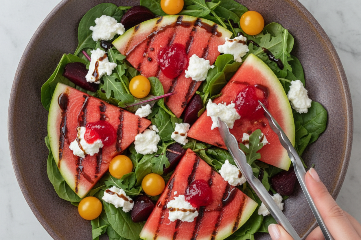 Grilled Watermelon Salad with Goat Cheese Recipe