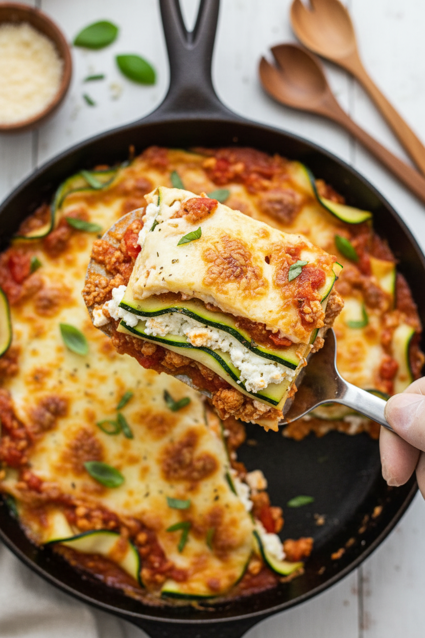 One-Skillet Healthy-ish Chicken and Zucchini Lasagna | Caroline Chambers