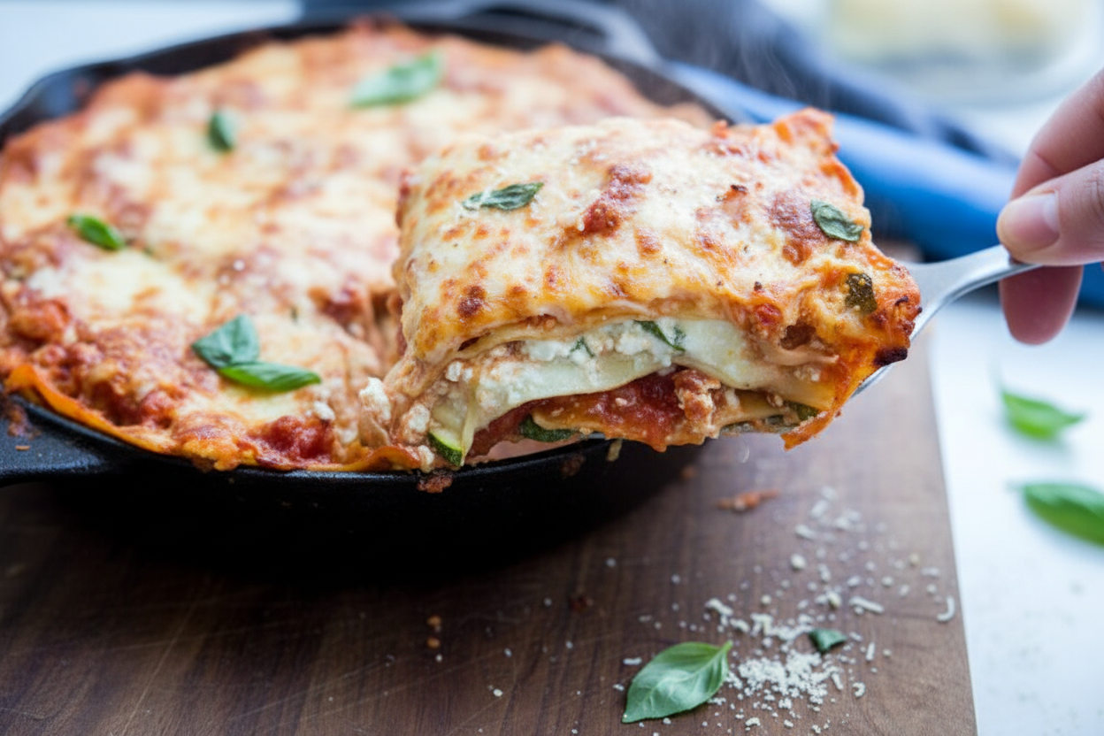 Healthy Skillet Chicken Zucchini Lasagna Recipe