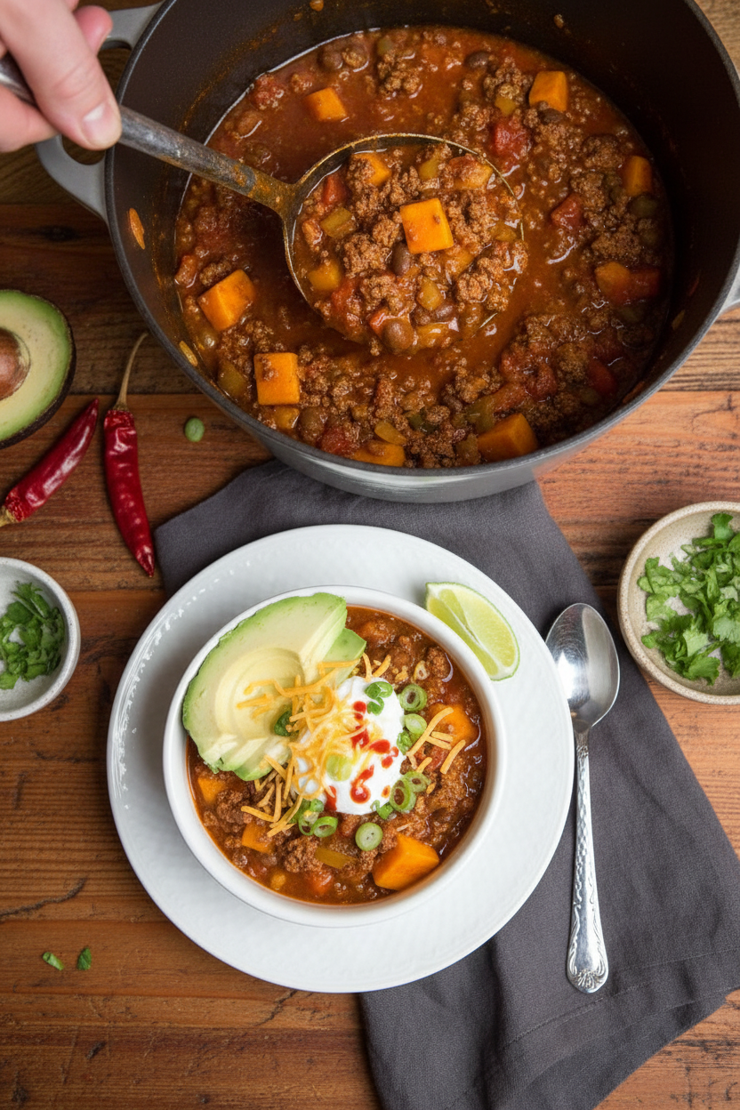 Bison and Sweet Potato Chili - Pressure Cooker/InstantPot/MultiPot Recipe | Caroline Chambers