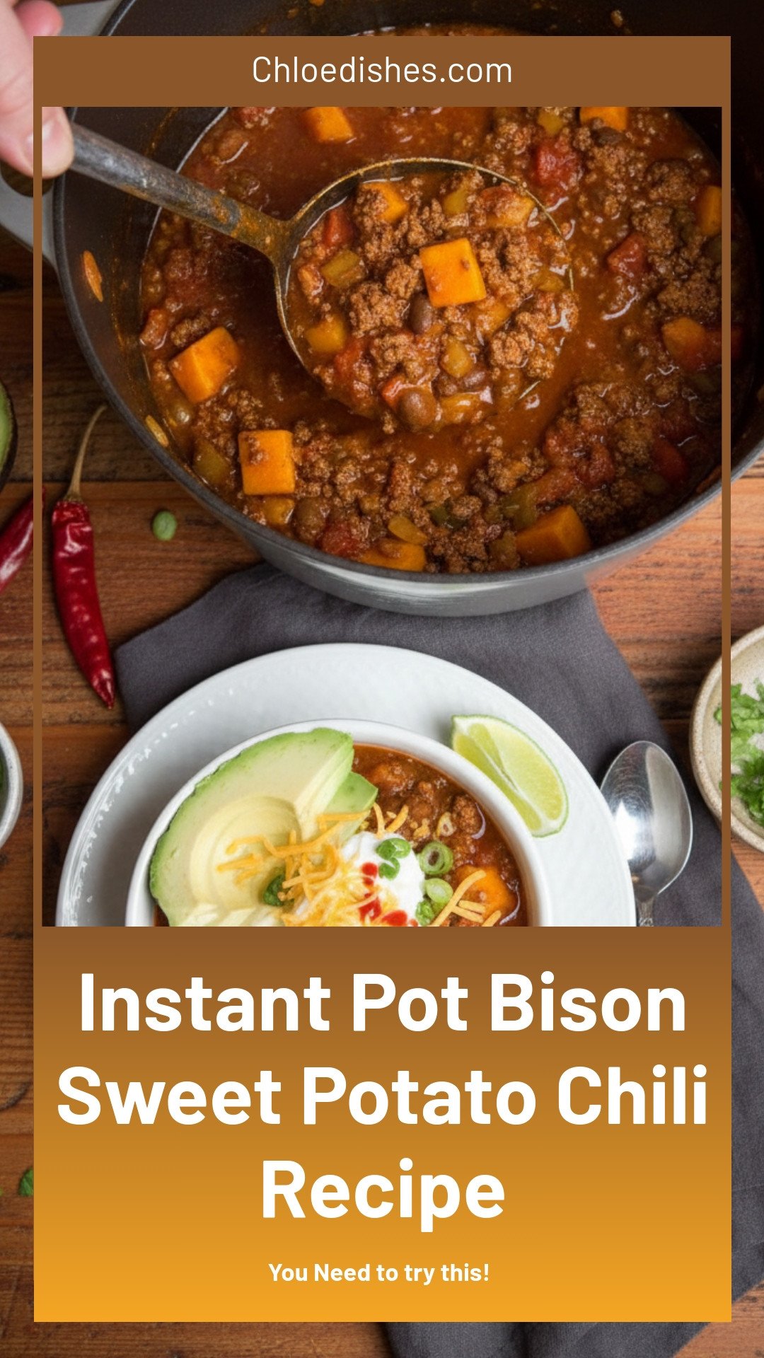 Bison and Sweet Potato Chili - Pressure Cooker/InstantPot/MultiPot Recipe | Caroline Chambers