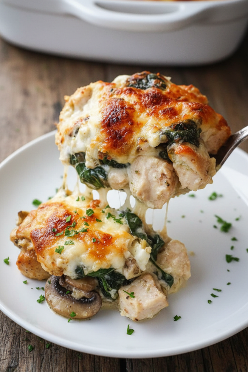Keto Garlic Mushroom Chicken Casserole