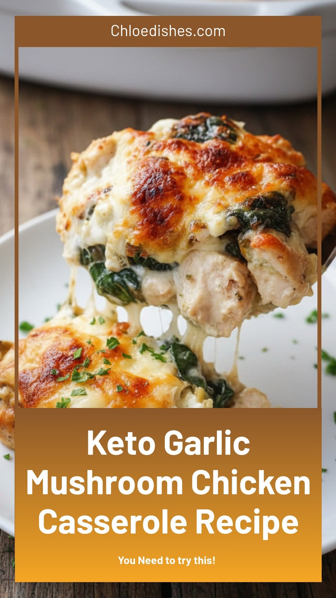 Keto Garlic Mushroom Chicken Casserole