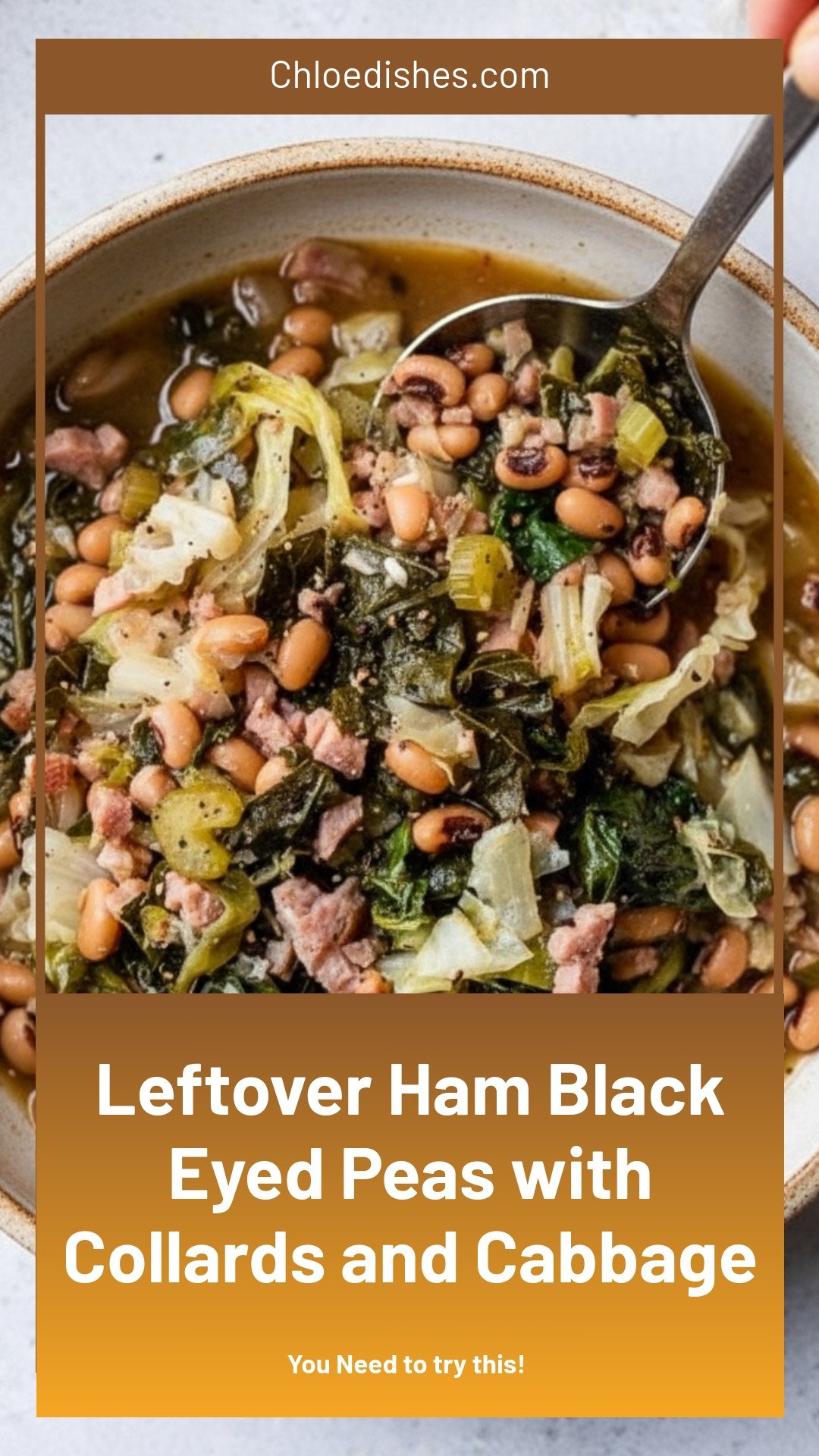 Black-Eyed Peas with Leftover Ham, Collard Greens and Cabbage