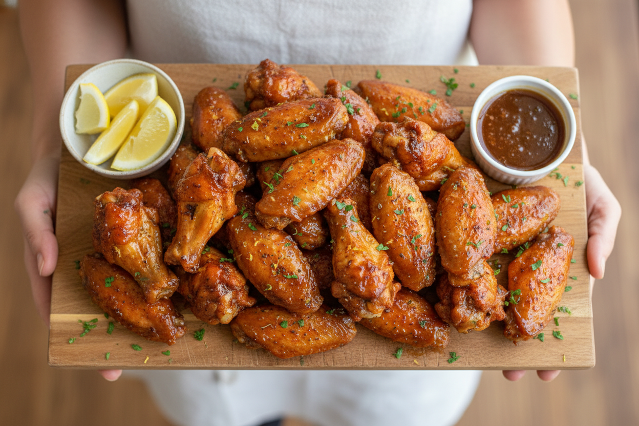 Lemon Pepper Honey Glazed Chicken Wings