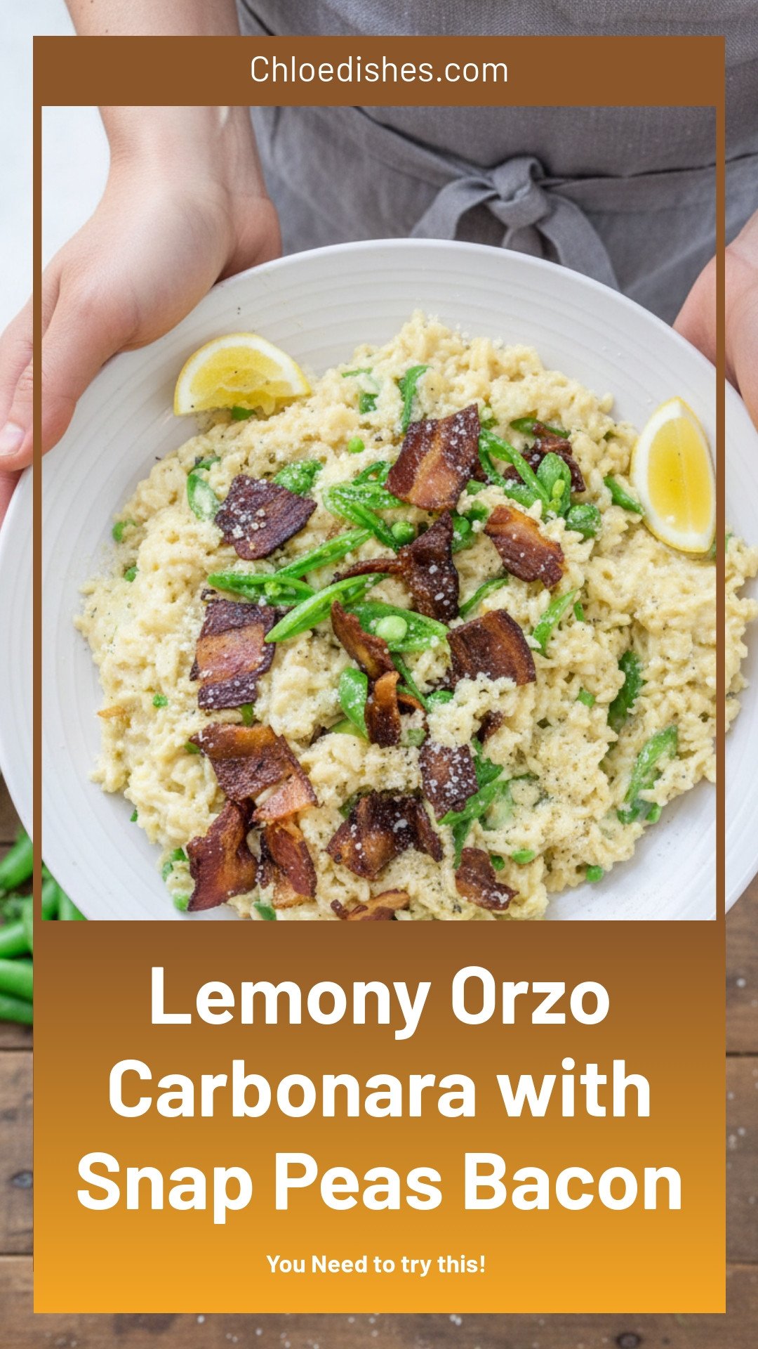 Lemony Orzo Carbonara with Snap Peas and Bacon | Caroline Chambers