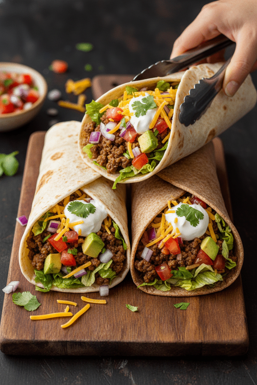 Ultimate Loaded Beef and Cheese Taco Wraps Recipe