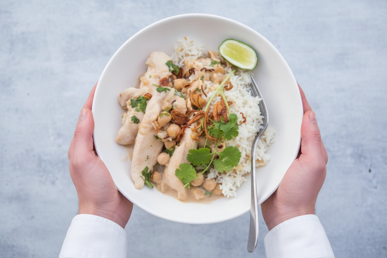 Miso Coconut Chicken with Crispy Shallots Ginger Rice