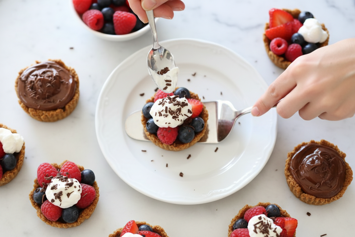 Mixed Berry Tartlets with Chocolate and Vanilla Cream