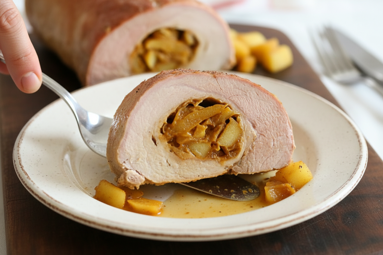Moroccan Spiced Apple Stuffed Pork Loin