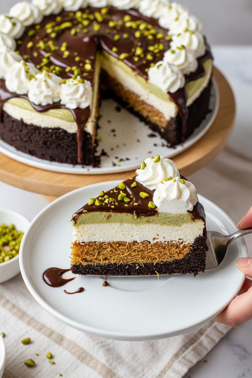 No Bake Dubai Chocolate Cheesecake