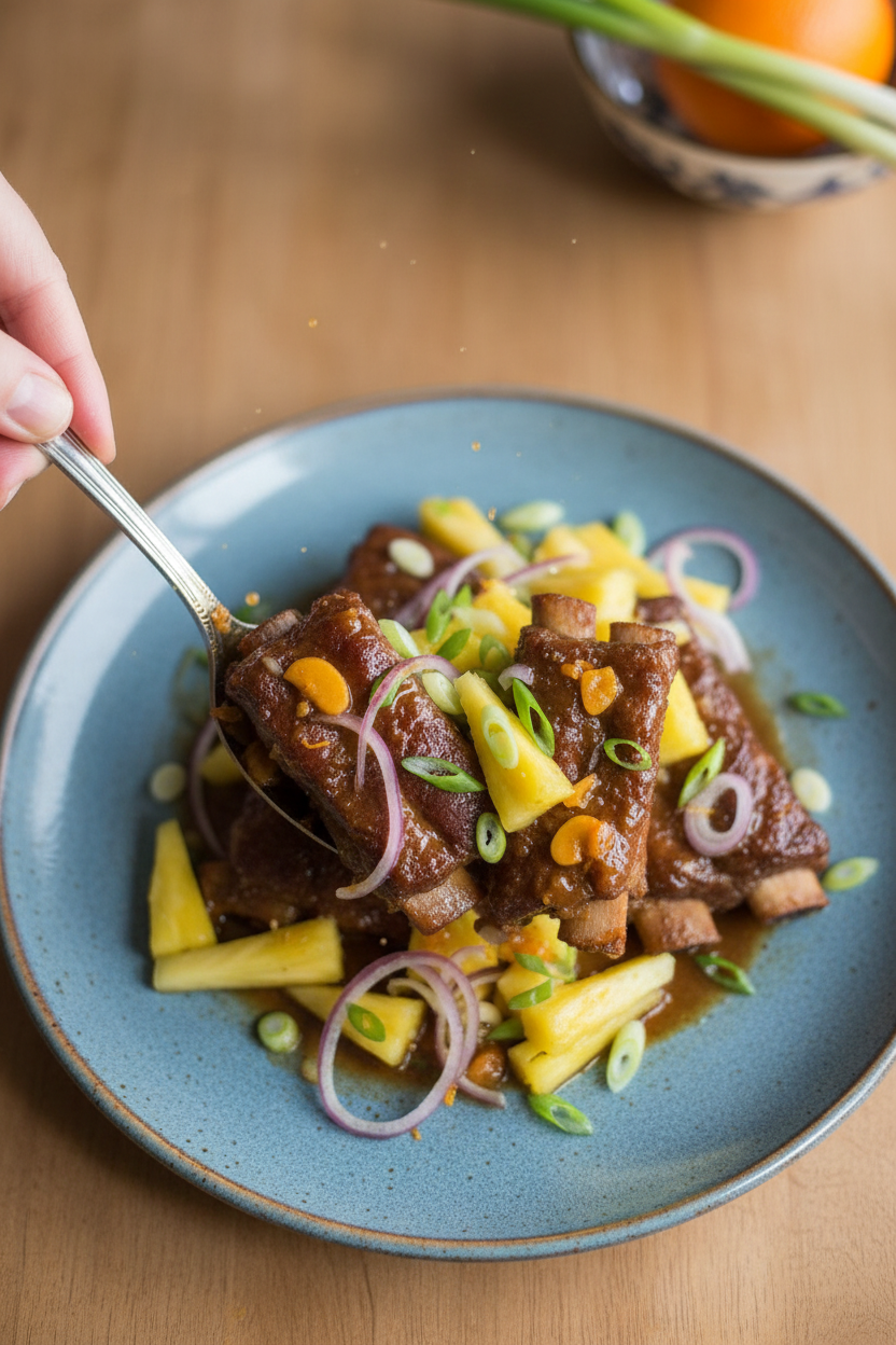 One-Pot Soy-Braised Ribs with Pineapple Relish | Caroline Chambers