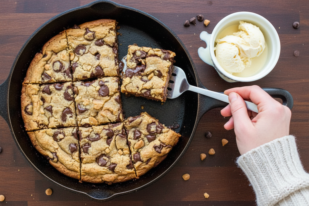One-Skillet Brown Butter Toffee Cookie | Caroline Chambers: One Skillet Brown Butter Toffee Cookie Recipe