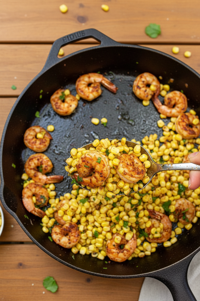 One-Skillet Cajun Shrimp & Corn | Caroline Chambers