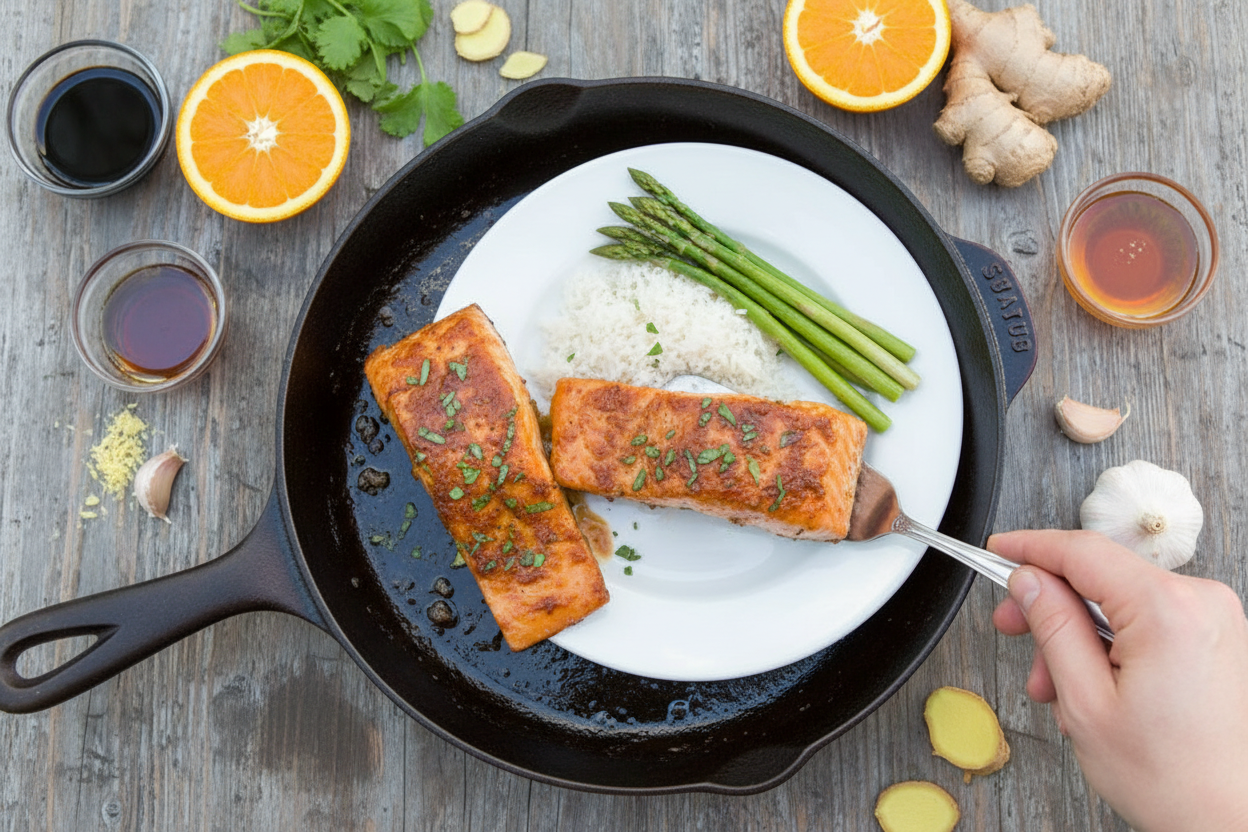 One Skillet Honey Garlic Salmon Recipe