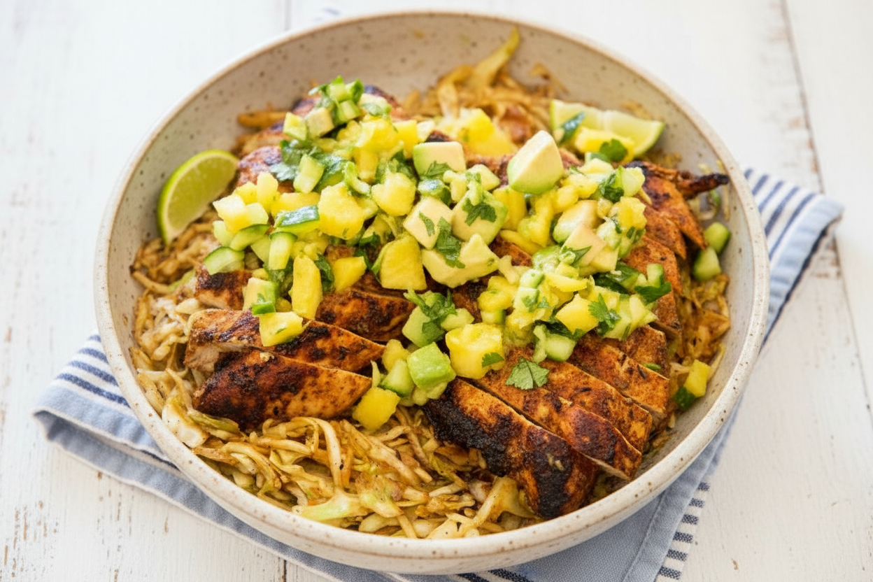 One Skillet Jerk Chicken and Cabbage Recipe