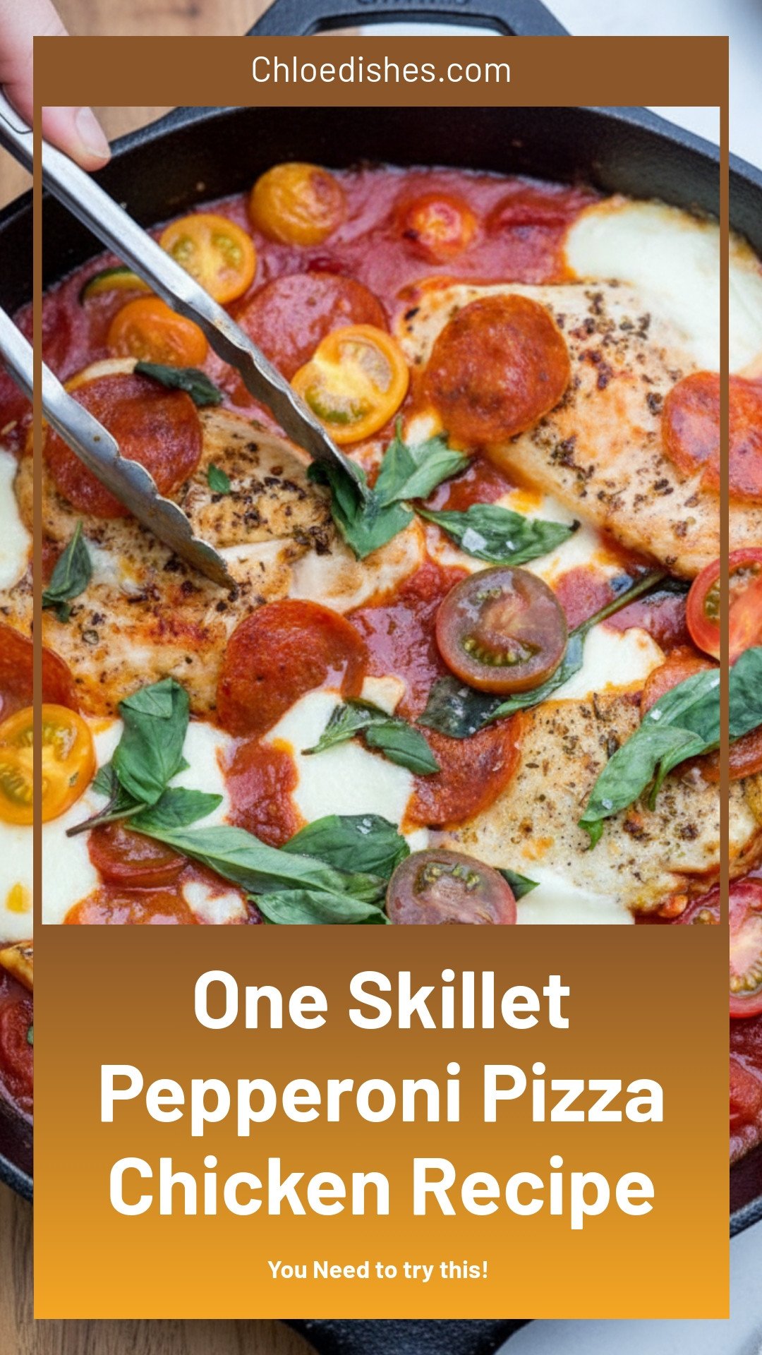 One-Skillet Pepperoni Pizza Chicken | Caroline Chambers