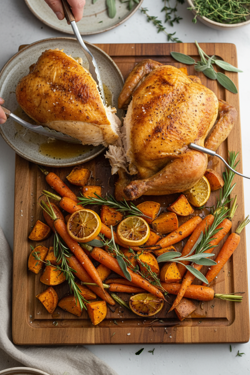 Oven-Baked Whole Chicken with Veggies