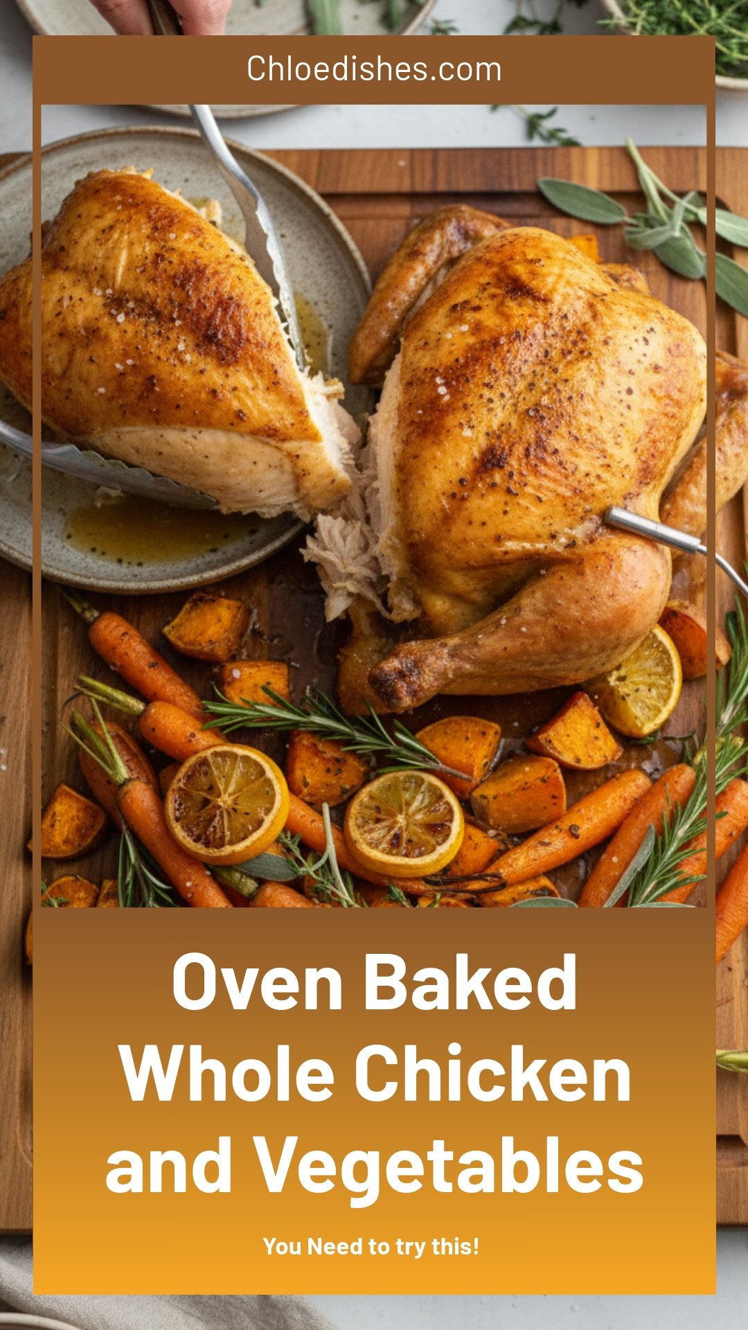 Oven-Baked Whole Chicken with Veggies