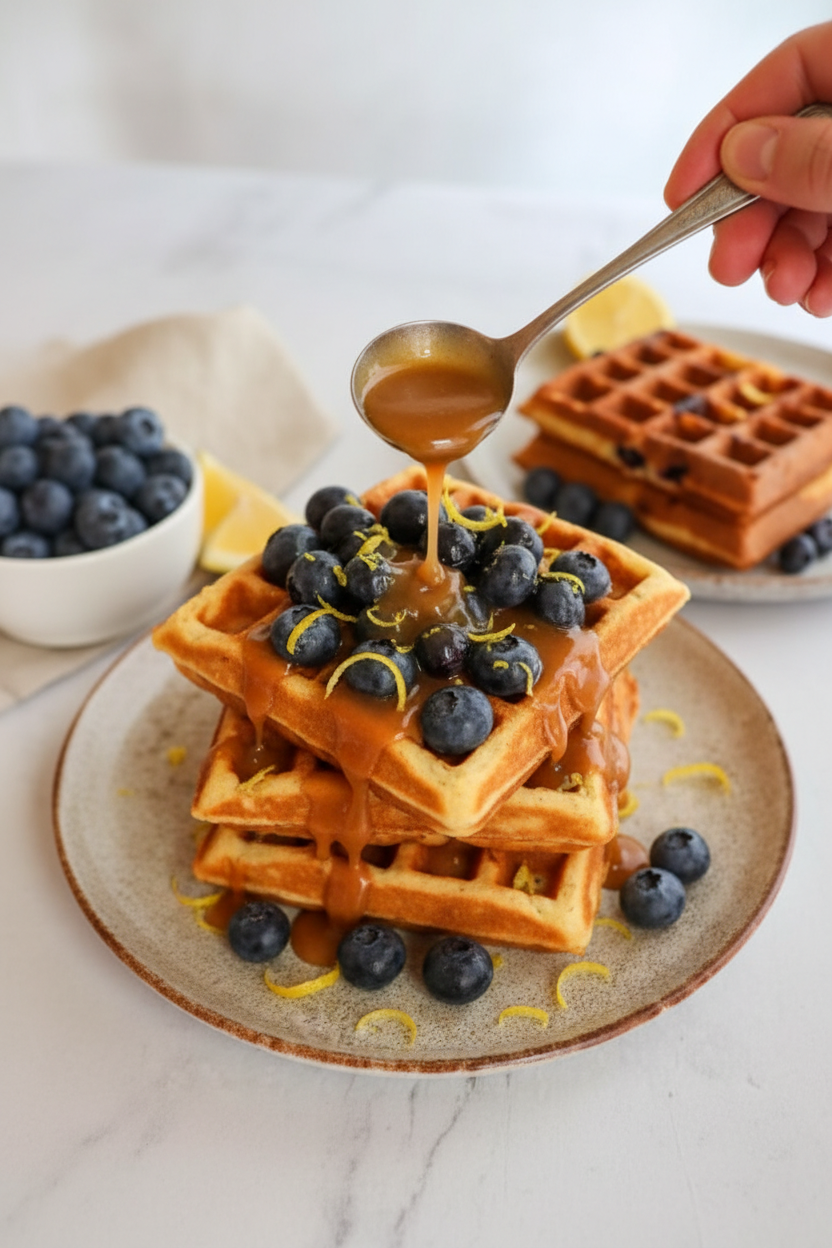 Blender Lemon Blueberry Waffles | Paleo|