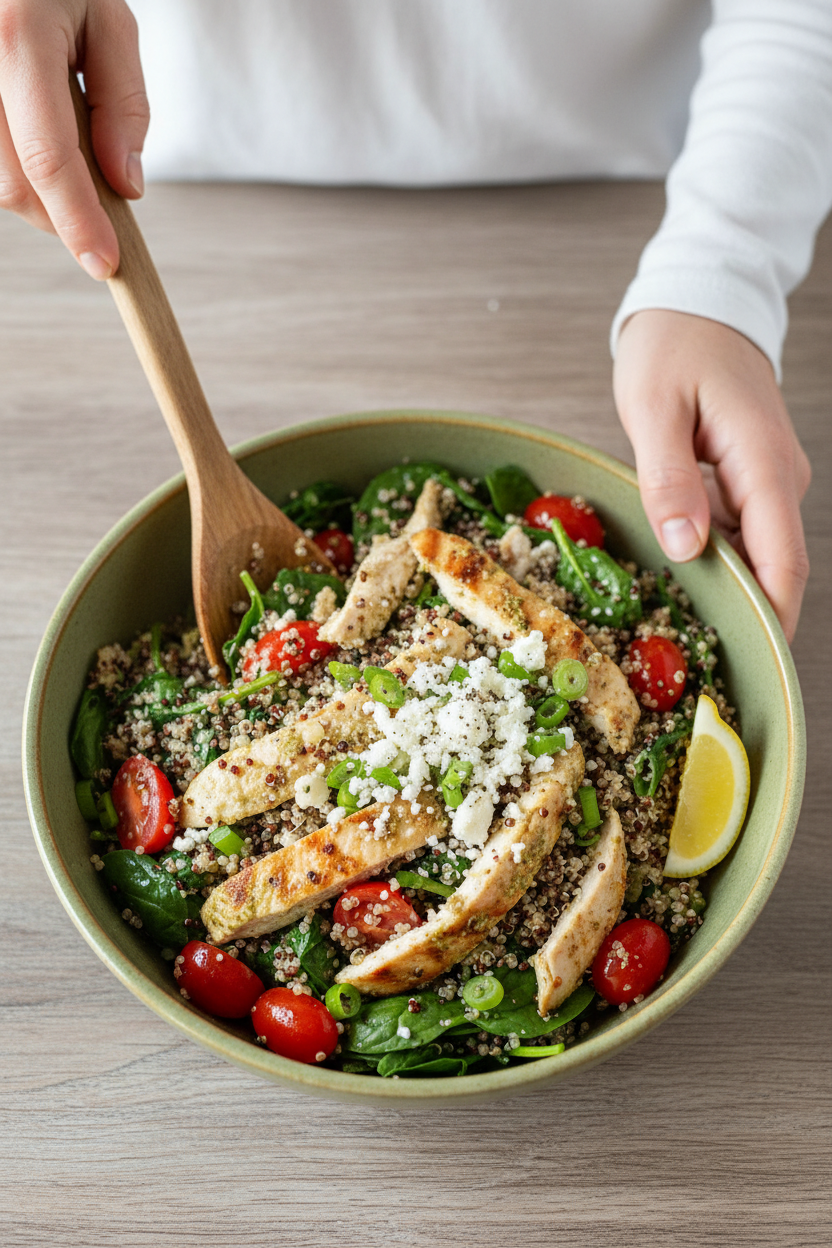 Pesto Chicken Quinoa Bowl w/ Sprouted Quinoa